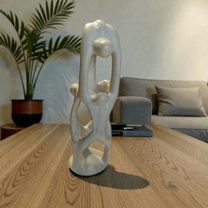 Vtg Soapstone Sculpture Family Union Carved Ri-Ri-Ku Family Abstract Art MCM 9"